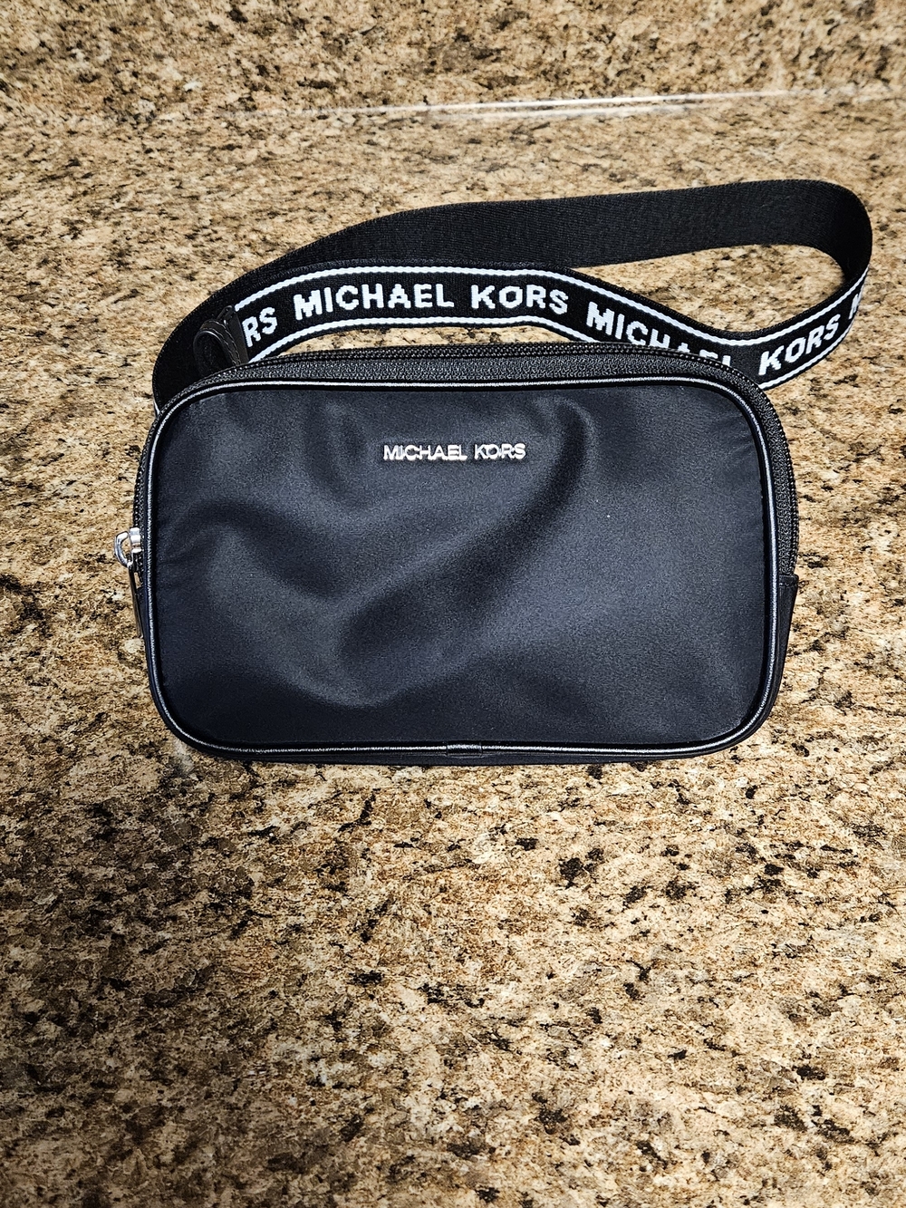 Michael Kors Black Nylon Crossbody Camera Bag with Branded Strap